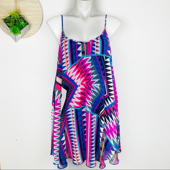 Express Multi Color Bold Aztec Trapeze Dress XS - Picture 2 of 5